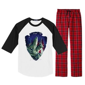 Mohegan American Indian Tribe Wolf Pride Howling Tribute Gift Raglan Sleeve Pajama Set