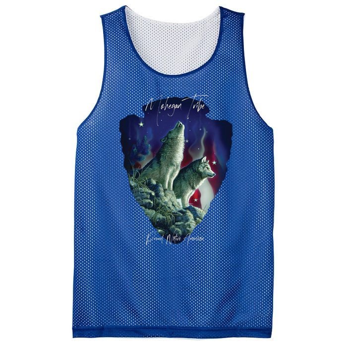 Mohegan American Indian Tribe Wolf Pride Howling Tribute Gift Mesh Reversible Basketball Jersey Tank