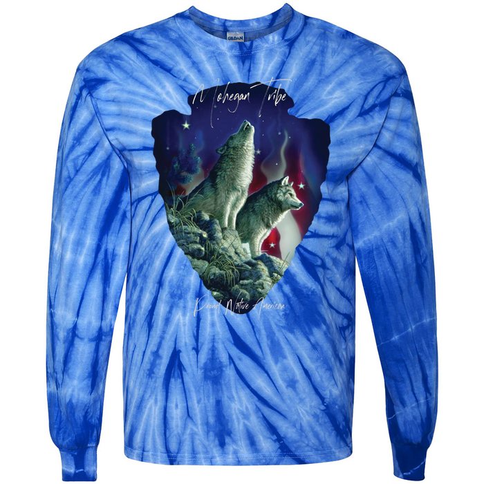 Mohegan American Indian Tribe Wolf Pride Howling Tribute Gift Tie-Dye Long Sleeve Shirt