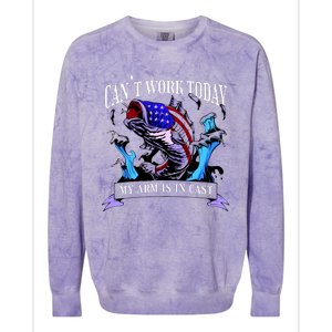 My Arm Is In A Cast Fishing USA Colorblast Crewneck Sweatshirt