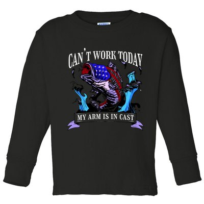My Arm Is In A Cast Fishing USA Toddler Long Sleeve Shirt
