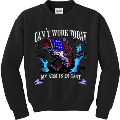 My Arm Is In A Cast Fishing USA Kids Sweatshirt