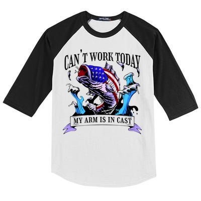 My Arm Is In A Cast Fishing USA Kids Colorblock Raglan Jersey
