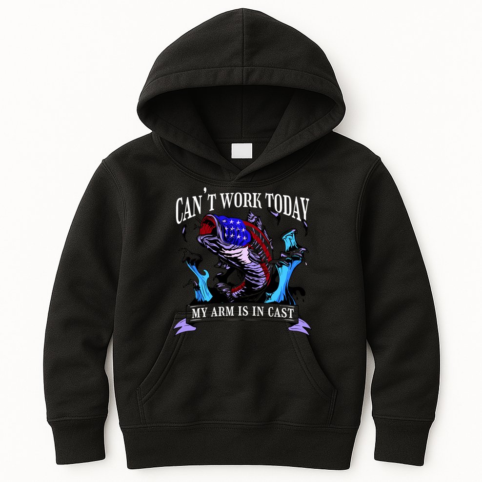 My Arm Is In A Cast Fishing USA Kids Hoodie