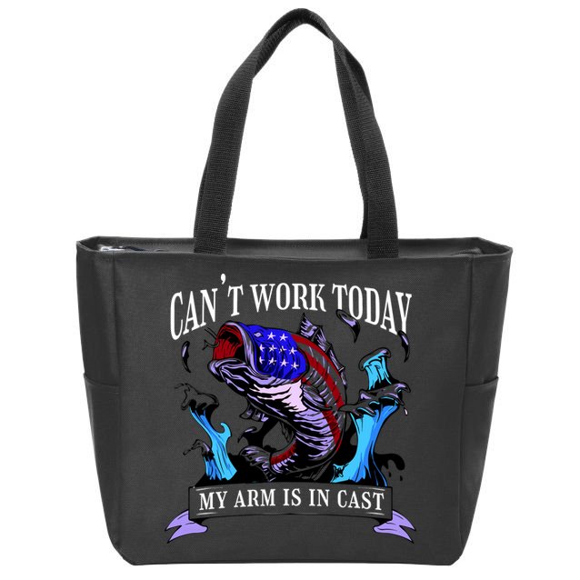 My Arm Is In A Cast Fishing USA Zip Tote Bag