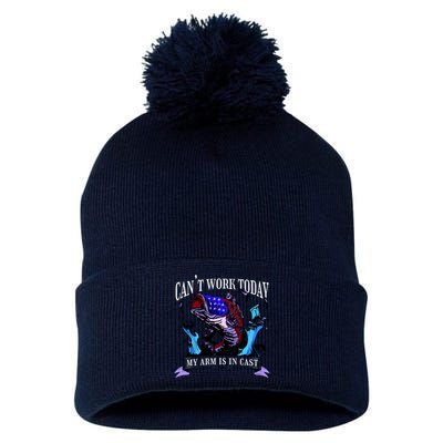 My Arm Is In A Cast Fishing USA Pom Pom 12in Knit Beanie