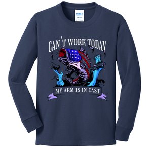 My Arm Is In A Cast Fishing USA Kids Long Sleeve Shirt