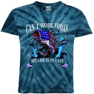 My Arm Is In A Cast Fishing USA Kids Tie-Dye T-Shirt