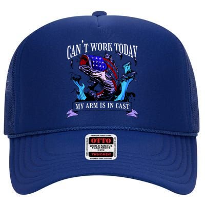 My Arm Is In A Cast Fishing USA High Crown Mesh Back Trucker Hat