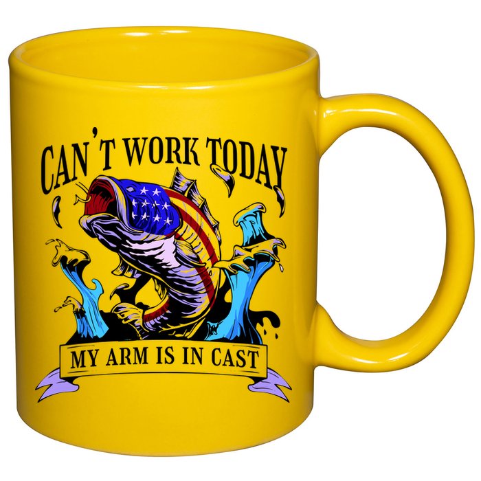 My Arm Is In A Cast Fishing USA 11oz C Handle Ceramic Mug
