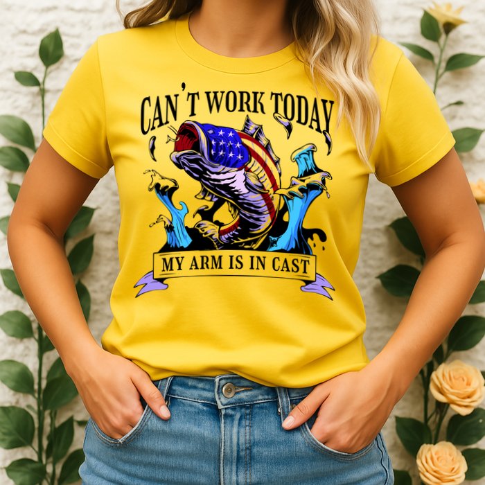 My Arm Is In A Cast Fishing USA Womens T-Shirt