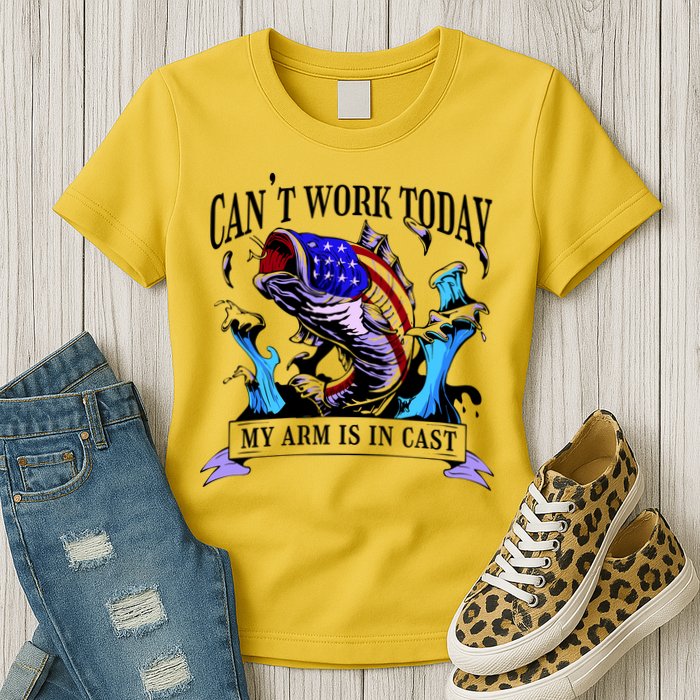 My Arm Is In A Cast Fishing USA Womens T-Shirt