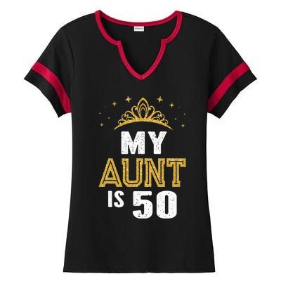 My Aunt is 50 Years Old 50th Auntie Birthday Idea For Her Ladies Halftime Notch Neck Tee