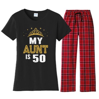 My Aunt is 50 Years Old 50th Auntie Birthday Idea For Her Women's Flannel Pajama Set