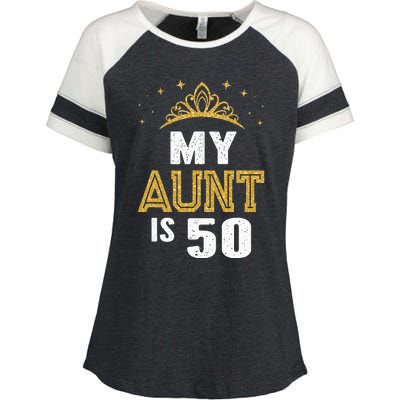 My Aunt is 50 Years Old 50th Auntie Birthday Idea For Her Enza Ladies Jersey Colorblock Tee