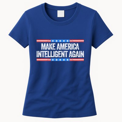 Make America Intelligent Again Funny Us Patriotic July 4th Gift Womens T-Shirt
