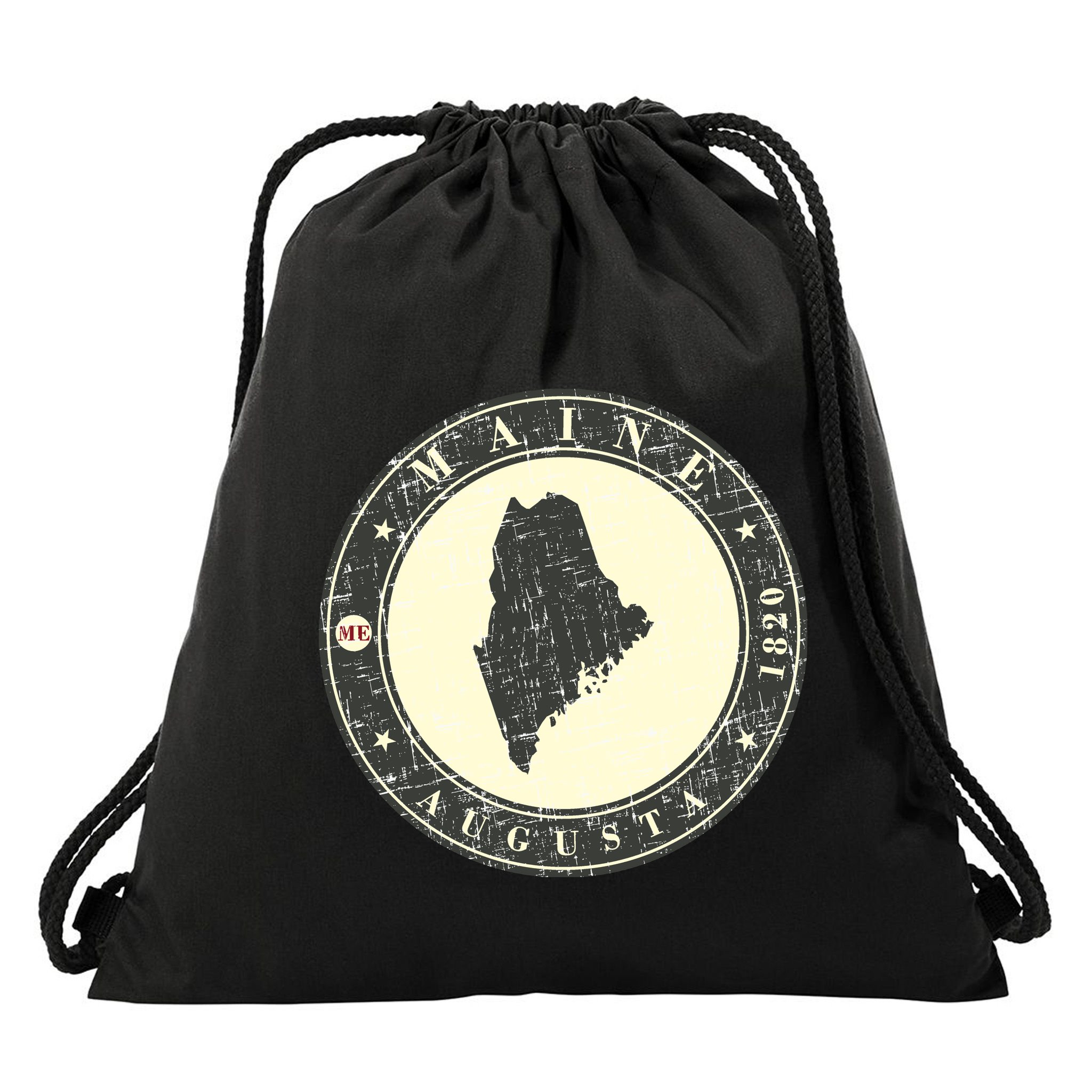 Maine Augusta Retro Drawstring Bag