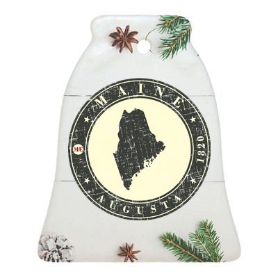 Maine Augusta Retro Ceramic Bell Ornament