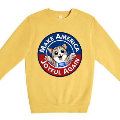 Make America Joyful Again Harris Wall 2024 Cat Lady Premium Crewneck Sweatshirt