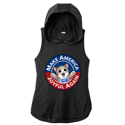 Make America Joyful Again Harris Wall 2024 Cat Lady Ladies PosiCharge Tri-Blend Wicking Draft Hoodie Tank