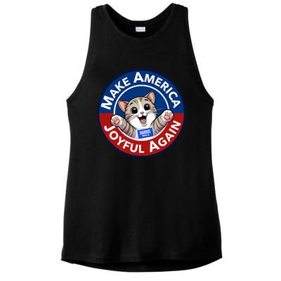 Make America Joyful Again Harris Wall 2024 Cat Lady Ladies PosiCharge Tri-Blend Wicking Tank