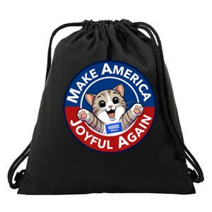 Make America Joyful Again Harris Wall 2024 Cat Lady Drawstring Bag