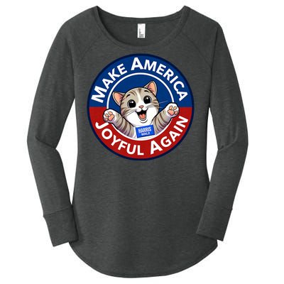 Make America Joyful Again Harris Wall 2024 Cat Lady Women's Perfect Tri Tunic Long Sleeve Shirt