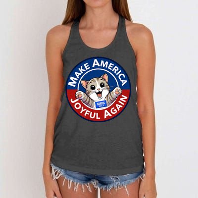 Make America Joyful Again Harris Wall 2024 Cat Lady Women's Knotted Racerback Tank