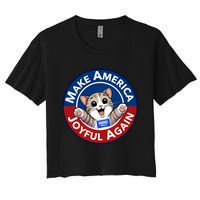 Make America Joyful Again Harris Wall 2024 Cat Lady Women's Crop Top Tee