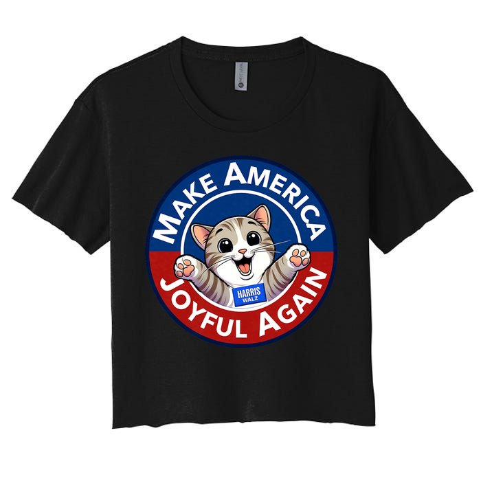 Make America Joyful Again Harris Wall 2024 Cat Lady Women's Crop Top Tee