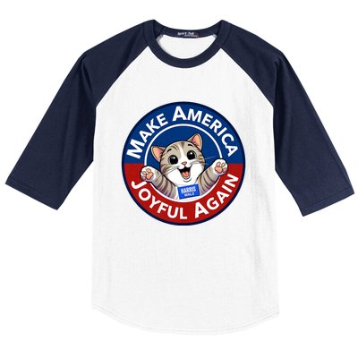 Make America Joyful Again Harris Wall 2024 Cat Lady Baseball Sleeve Shirt