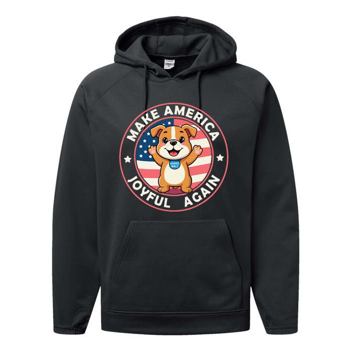 Make America Joyful Again Harris Wall 2024 Childless Dog Performance Fleece Hoodie