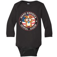 Make America Joyful Again Harris Wall 2024 Childless Dog Baby Long Sleeve Bodysuit