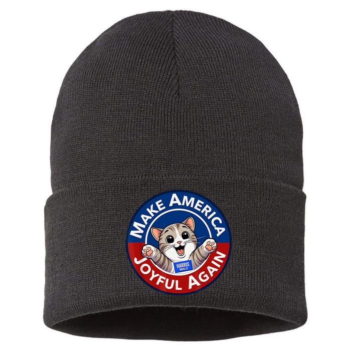 Make America Joyful Again Harris Wall 2024 Cat Lady Sustainable Knit Beanie