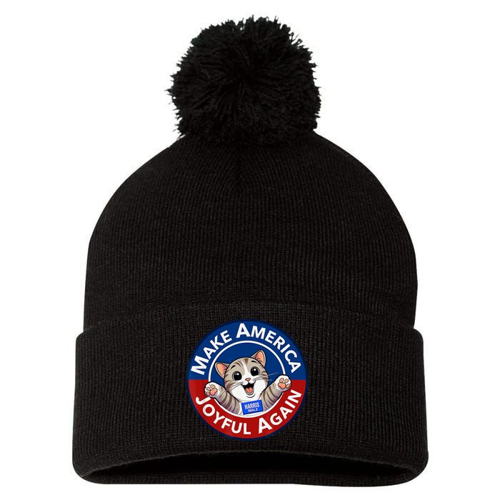 Make America Joyful Again Harris Wall 2024 Cat Lady Pom Pom 12in Knit Beanie