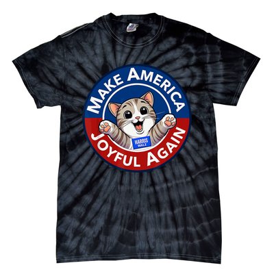 Make America Joyful Again Harris Wall 2024 Cat Lady Tie-Dye T-Shirt