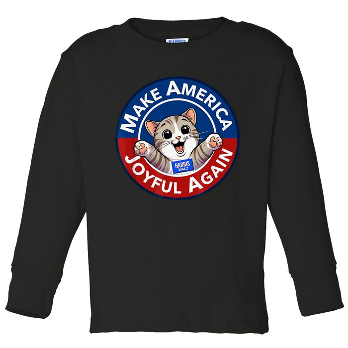 Make America Joyful Again Harris Wall 2024 Cat Lady Toddler Long Sleeve Shirt