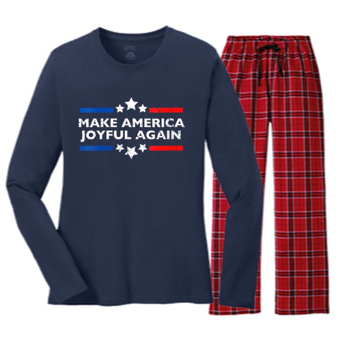 Make America Joyeful Again Kamala Harris Tim Walz Waltz 2024 Joyful Warriors Women's Long Sleeve Flannel Pajama Set 