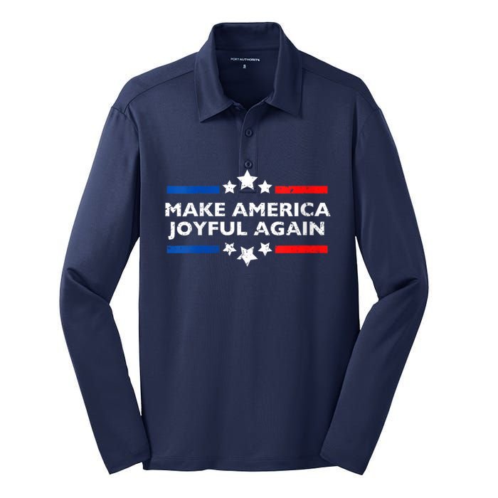 Make America Joyeful Again Kamala Harris Tim Walz Waltz 2024 Joyful Warriors Silk Touch Performance Long Sleeve Polo