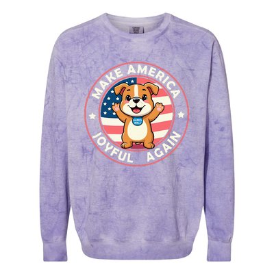 Make America Joyful Again Harris Wall 2024 Childless Dog Colorblast Crewneck Sweatshirt