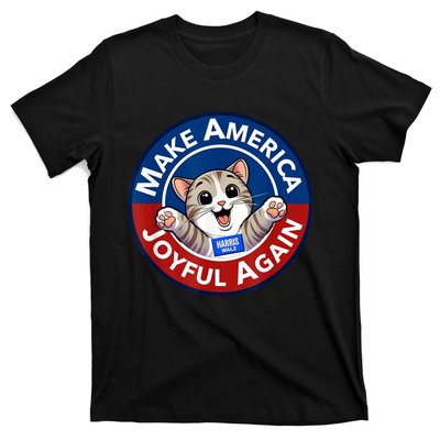 Make America Joyful Again Harris Wall 2024 Cat Lady T-Shirt