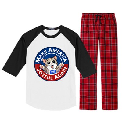 Make America Joyful Again Harris Wall 2024 Cat Lady Raglan Sleeve Pajama Set