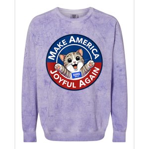 Make America Joyful Again Harris 2024 Cat Lady Funny Gift Colorblast Crewneck Sweatshirt