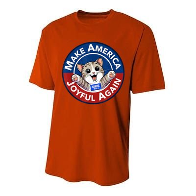 Make America Joyful Again Harris 2024 Cat Lady Funny Gift Performance Sprint T-Shirt