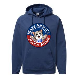 Make America Joyful Again Harris 2024 Cat Lady Funny Gift Performance Fleece Hoodie