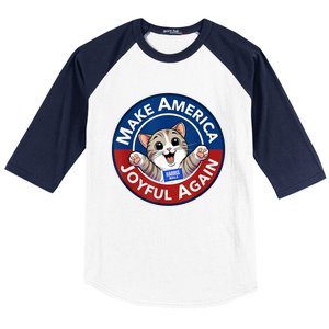 Make America Joyful Again Harris 2024 Cat Lady Funny Gift Baseball Sleeve Shirt