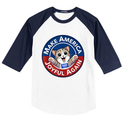 Make America Joyful Again Harris 2024 Cat Lady Funny Gift Baseball Sleeve Shirt