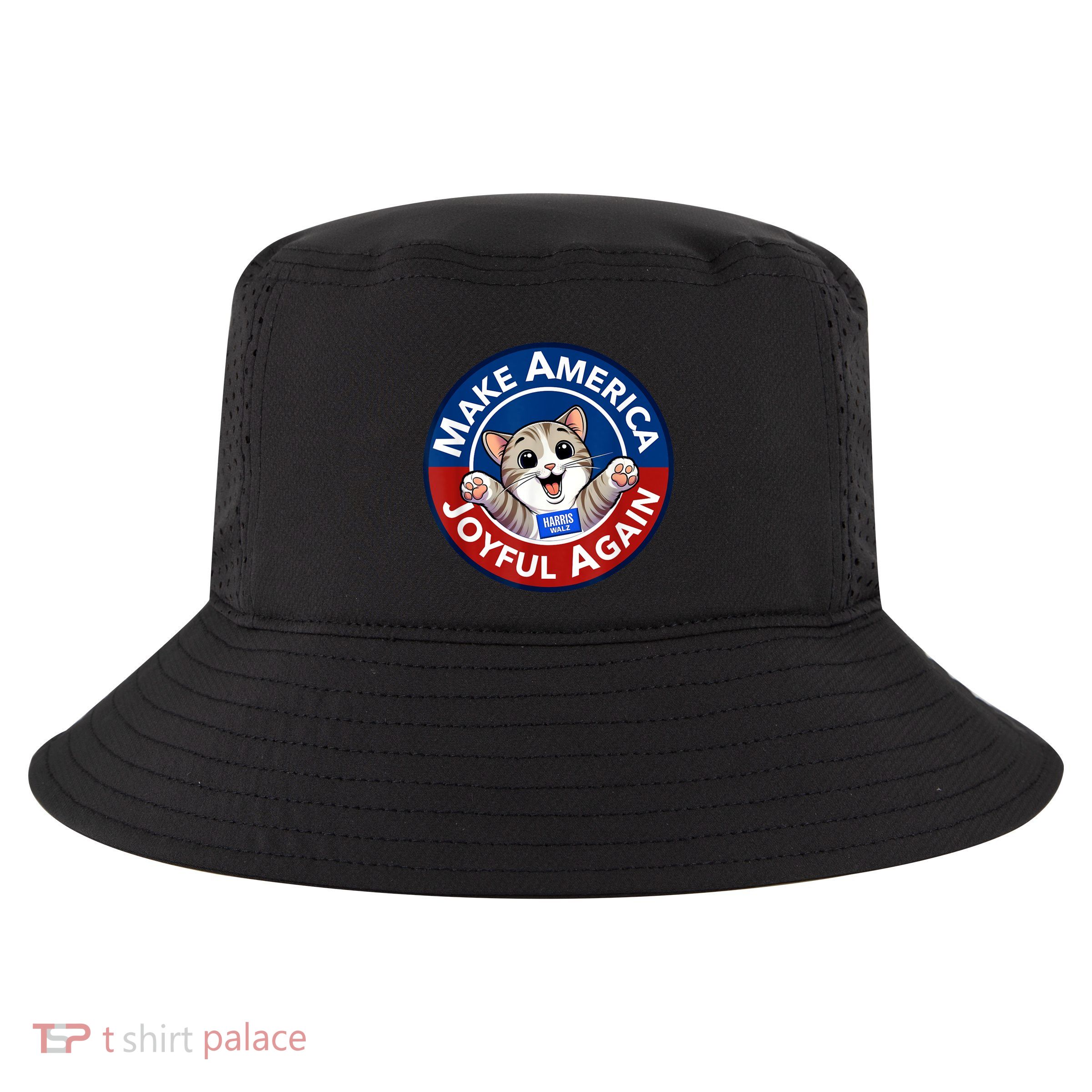 Make America Joyful Again Harris Wall 2024 Cat Lady Cool Comfort Performance Bucket Hat