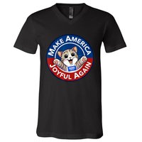 Make America Joyful Again Harris Wall 2024 Cat Lady V-Neck T-Shirt