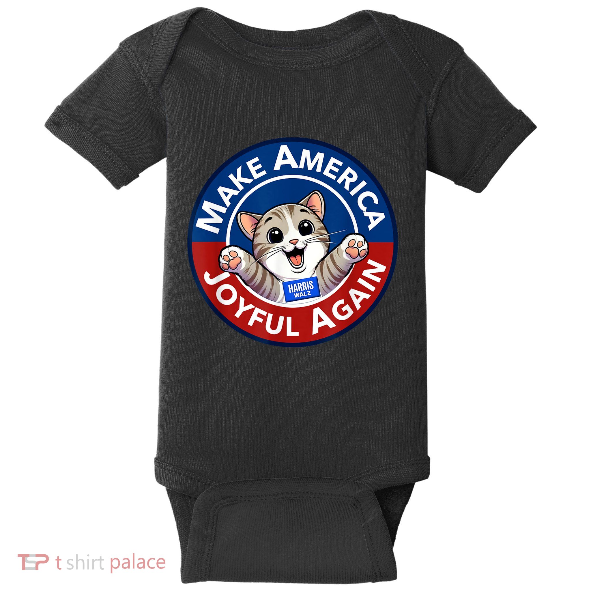 Make America Joyful Again Harris Wall 2024 Cat Lady Baby Bodysuit